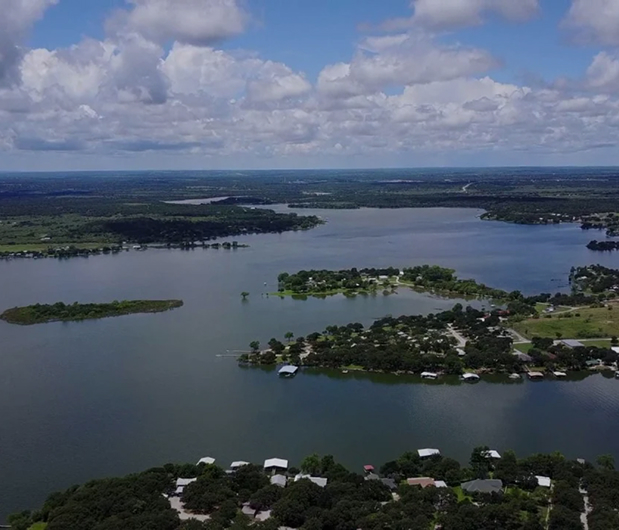 Aerial view of Lake Leon near Eastland TX