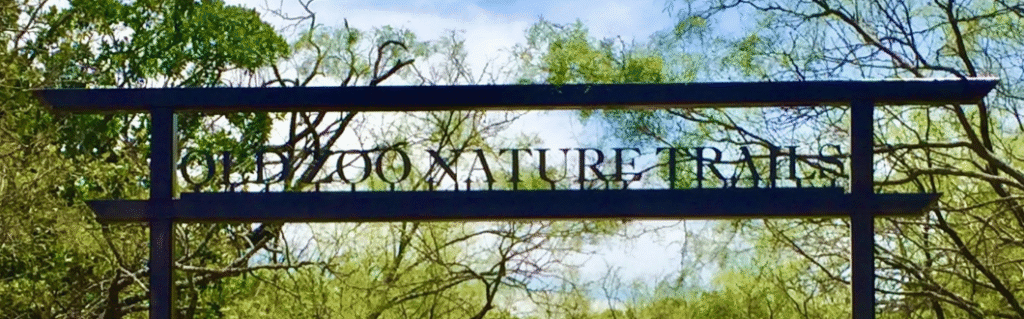Sign to entrance of the Old Zoo Nature Trail - Hiking Trails near Eastland Texas