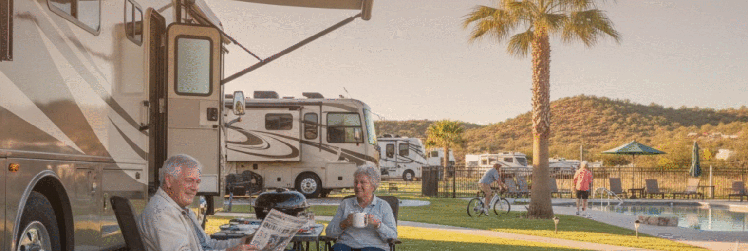 Winter Texans enjoying social gathering at Texas RV park